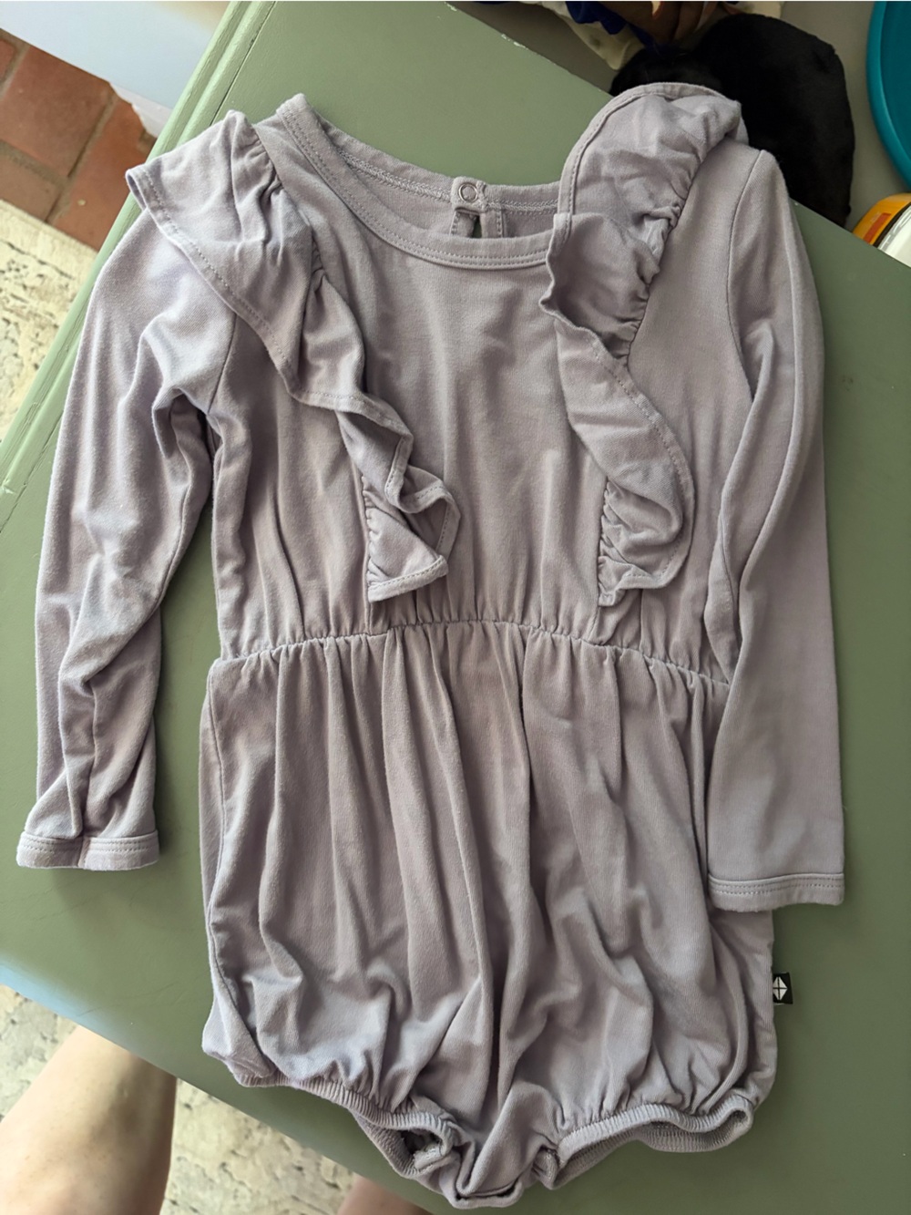 Kyte BABY Lilac Ruffle Long Sleeve One-Piece Bodysuit